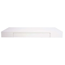 Mendler Étagère murale HWC-H37, étagère suspendue, tiroir, en bois massif 8x80x25cm ~ blanc pas cher