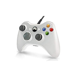 YP Select Manettes de jeu de câble USB de contrôleur filaire compatibles avec la console Microsoft Xbox 360 blanc