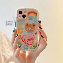 GUPBOO Étui pour iPhone13ProMax Peinture à l'huile graffiti blush ours dessin animé étui pour téléphone portable