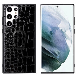 Coque en TPU + PU anti-empreintes digitales avec béquille texture de crocodile pour votre Samsung Galaxy S22 Ultra 5G