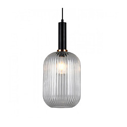 Luminaire Center Suspension Antiola Noir, verre transparent