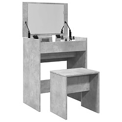 vidaXL Coiffeuse et tabouret gris béton 60x40x113,5 cm