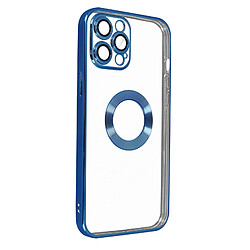 Avizar Coque iPhone 13 Pro Souple Bloc Caméra Couvert Transparent Contour Bleu Chromé