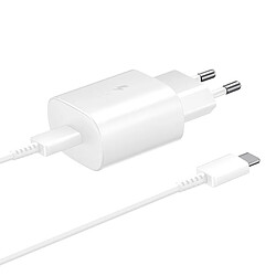 Chargeur Secteur USB-C Samsung Original 25W Câble USB-C Power Delivery 3.0 Blanc