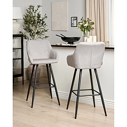 Beliani Tabouret de bar Set de 2 Velours Taupe CASMALIA