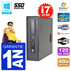 PC HP EliteDesk 800 G1 SFF i7-4790 RAM 4Go SSD 120Go Graveur DVD Wifi W7 - Occasion