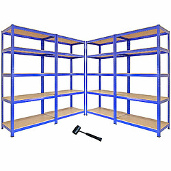 Monstershop Monster Racking 4 Rayonnages T-Rax en Acier Sans Boulons Bleus 90cm x 45cm x 180cm