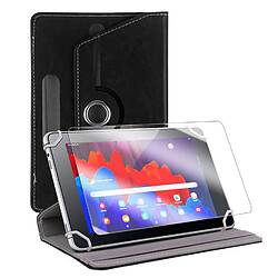 Etui rotatif en simili cuir + verre trempé pour tablette Samsung Galaxy Tab A SM-T550 T551 T555 SM-P550 9.7" - Noir - Visiodirect