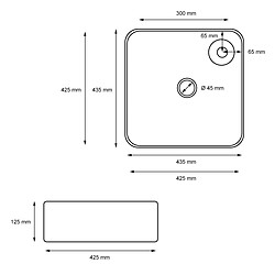 Ecd Germany Lavabo forme carrée 435x435x125 mm, blanc, céramique - incl. garniture d'écoulement sans trop-plein