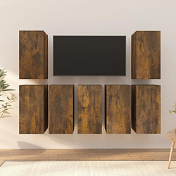 vidaXL Meubles TV 7 pcs Chêne fumé 30,5x30x60 cm Bois d'ingénierie