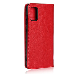 Etui en cuir véritable peau de cheval fou rouge pour votre Samsung Galaxy A41 (Global Version)