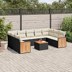 Maison Chic Salon de jardin 10 pcs avec coussins | Ensemble de Table et chaises | Mobilier d'Extérieur noir résine tressée -GKD99053