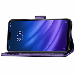 Wewoo Housse Coque Étui en cuir à motif de fleurs repiquées Lucky Clover pour Xiaomi Mi 8 Lite, avec support et logements pour cartes, portefeuille dragonne (violet) pas cher