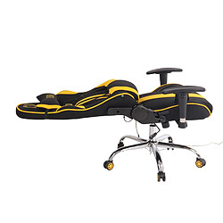 Decoshop26 Fauteuil de bureau gamer design sportif fonction de massage chauffant avec coussins en tissu noir / jaune 10_0002535 pas cher