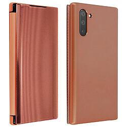 Avizar Étui Galaxy Note 10 Chromé Strié Clapet Translucide Rigide Fin Léger - Rose Or