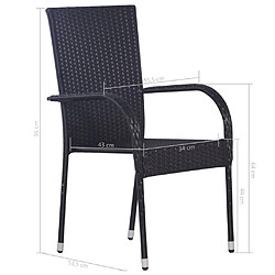 Acheter vidaXL Chaises empilables d'extérieur lot de 2 Résine tressée Noir