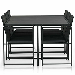 Maison Chic Mobilier à dîner 7 pcs de jardin avec coussins - Ensemble table et chaises d'extérieur - Salon/Mobilier de jardin classique Résine tressée Noir -MN92926