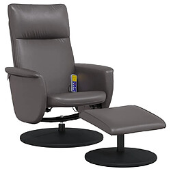 vidaXL Fauteuil inclinable de massage avec repose-pied gris similicuir