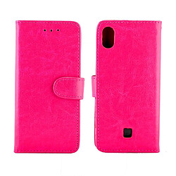 Wewoo Housse Coque Pour LG K20 2019 Étui de protection à rabat horizontal en cuir Crazy Horse Texture avec support et fentes cartes et portefeuille et cadre photo Magenta