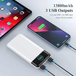 Acheter SANAG Batterie Externe 13800Mah, [Ultra Mince Mais Puissant] Power Bank Usb C 3A In & Out Chargeur Portable Avec Affichage Led Et Lampe De Poche Batterie Portable Pour Iphone Samsung Huawei - Blanc