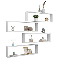 Avis Maison Chic Lot de 4 Étagères cube murales,Etagère de rangement flottantes Blanc 100x15x30 cm Aggloméré -MN97702