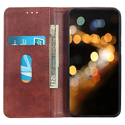 Etui en PU texture litchi, fermeture automatique magnétique avec support, marron pour votre Google Pixel 7 Pro