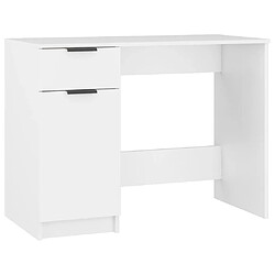 Helloshop26 Bureau table poste de travail meuble d'ordinateur informatique étude 100 x 50 x 75 cm bois d'ingénierie blanc 02_0023497