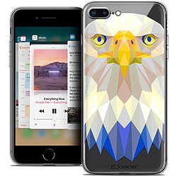 Caseink Coque Housse Etui Apple iPhone 7 Plus (5.5 ) [Crystal Gel HD Polygon Series Animal - Souple - Ultra Fin - Imprimé en France] Aigle