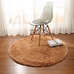 LUUCOZK Tapis moelleux et doux à poils longs pour chambre et salon - kaki-Diamètre 180cm 