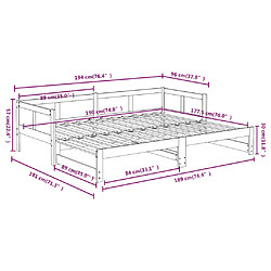 vidaXL Lit coulissant sans matelas bois de pin massif 2x(90x190) cm pas cher