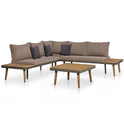 Maison Chic Salon de jardin 4 pcs - Table et chaises d'extérieur - Mobilier/Meubles de jardin Moderne et coussins Bois d'acacia solide Marron -MN22099