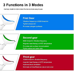 Avis chronotech Masseur de visage Anti-âge Masseur d'yeux pour le cou 3 modes 45 ? Chaleur Vibration à haute fréquence Dispositif anti-rides pour la peau (blanc)