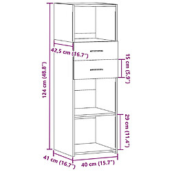 vidaXL Buffet haut chêne fumé 40x42,5x124 cm bois d'ingénierie pas cher