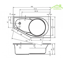 Baignoire acrylique RIHO d'angle YUKON 160x90 cm