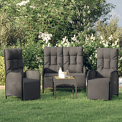 vidaXL Ensemble à manger de jardin avec coussins 3 pcs Noir