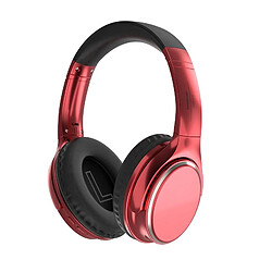 Yonis Casque Audio Bluetooth Pliable Rouge Bass