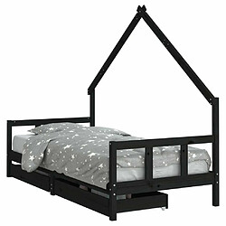 Maison Chic Lit d'Enfant Chambre - Cadre de lit pour enfants tiroirs noir 90x190cm bois de pin massif -MN68505 