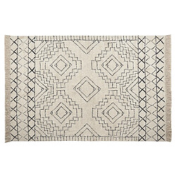 Beliani Tapis en coton beige et noir 140 x 200 cm ZEYNE