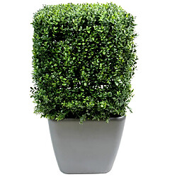 Pegane Plante artificielle haute gamme Spécial extérieur, Buis carré artificiel couleur vert - Dim : 85 x 50 cm