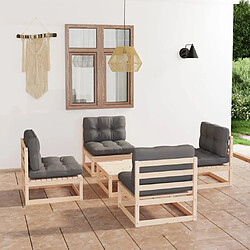 Maison Chic Salon de jardin 5 pcs + coussins - Mobilier/Meubles de jardin - Table et chaises d'extérieur Bois de pin massif -MN41820