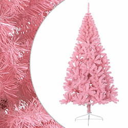 vidaXL Demi sapin de Noël artificiel avec support Rose 240 cm PVC