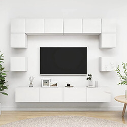 vidaXL Ensemble de meuble TV 8 pcs Blanc brillant Bois d'ingénierie 