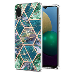 Coque en TPU 2,0mm, IMD, motif marbre, électroplaqué bleu vert pour votre Samsung Galaxy A02/M02