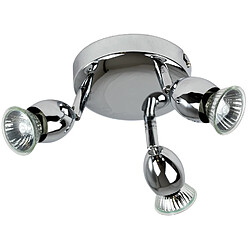 Corep Plafonnier rond metal chrome 3 spots orientables Applique plafond halogene GU10 42 W