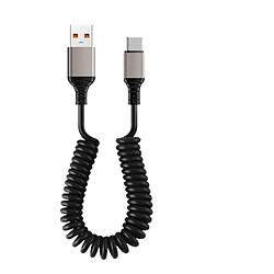 Lot de 2 câbles de données de voiture à charge ultra rapide 6 A à ressort rétractable USB Type C