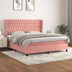 Maison Chic Lit Adulte - Lit simple Lit à sommier tapissier avec matelas moelleux - Meuble de Chambre - Rose 180x200 cm Velours -MN63871