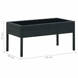 Maison Chic Table de jardin | Table d'extérieur Noir 75x40x37 cm Résine tressée -GKD40792 pas cher