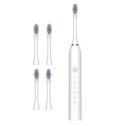 Brosse à Dents électrique 4 Dents Têtes IPX7 Brosse à Dents Automatique étanche Blanc