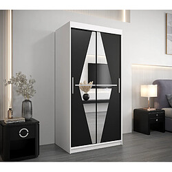 Abiks Meble Armoire Boliwia à portes coulissantes 200/100/62 2 portes (blanc/noir)