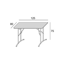 Inside 75 Table pliante FLEXI plateau blanc 22 mm pieds métalliques